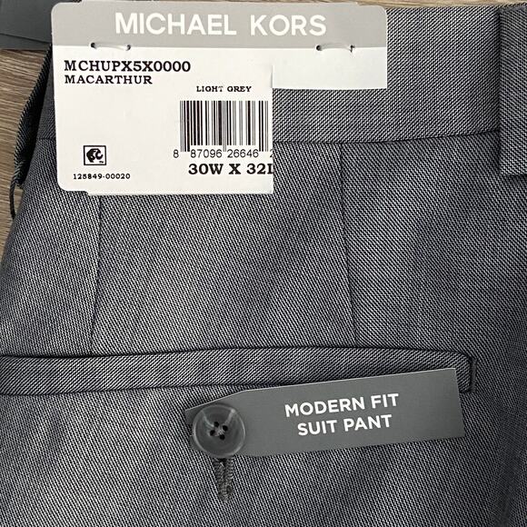 Michael Kors Men's 30x32 Modern Fit Dress Pant Wool Stretch Gray Sharkskin NEW - Picture 9 of 10